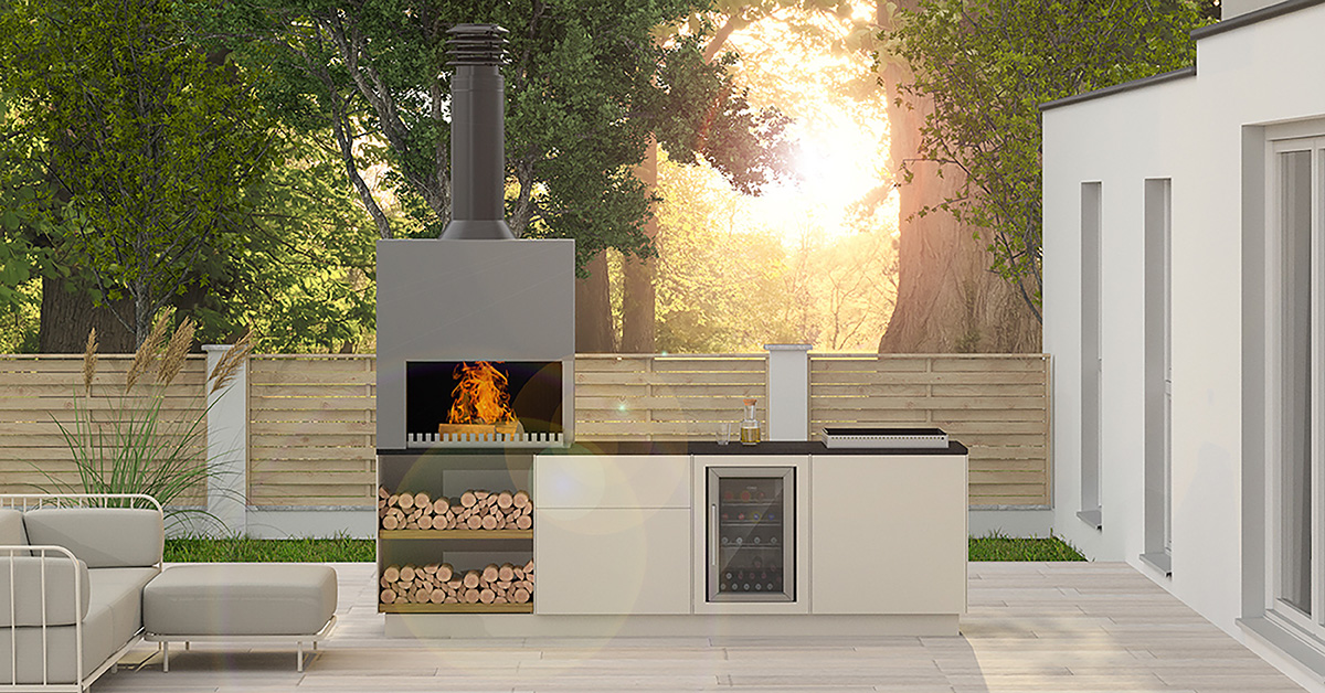 Freiluft konyha kültéri grill tűzrakóval