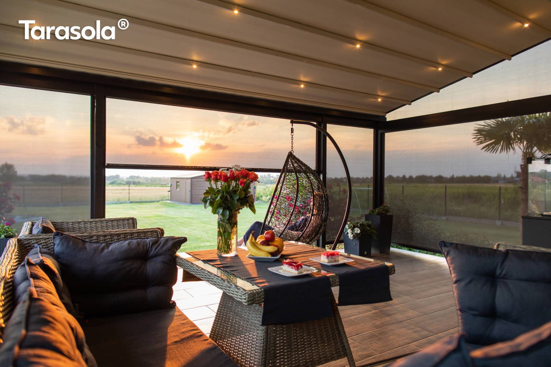 Tarasola Elegancy ponyvás pergola LED világítás