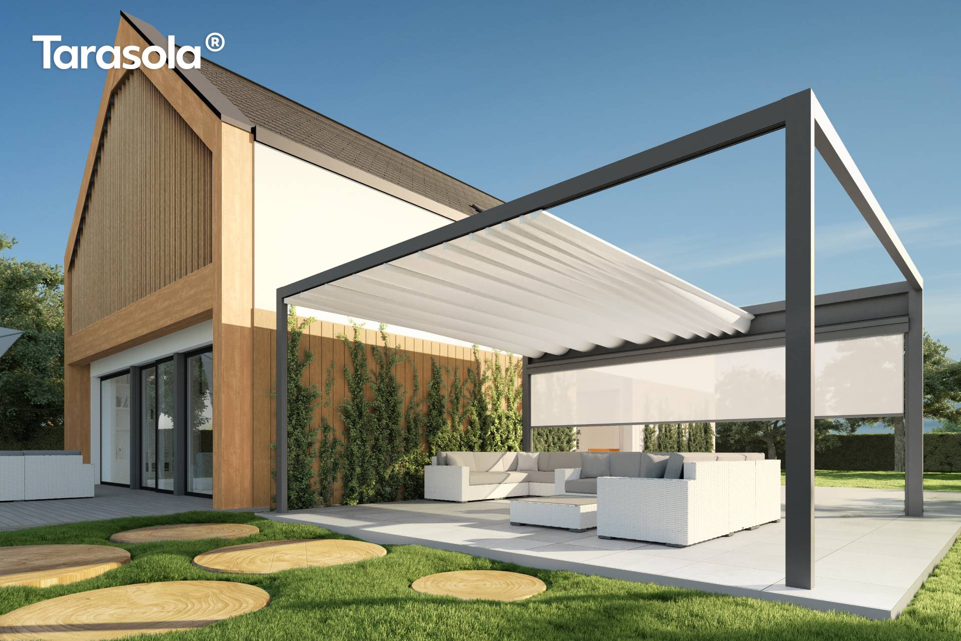 Modern ponyvás pergola Tarasola Flat