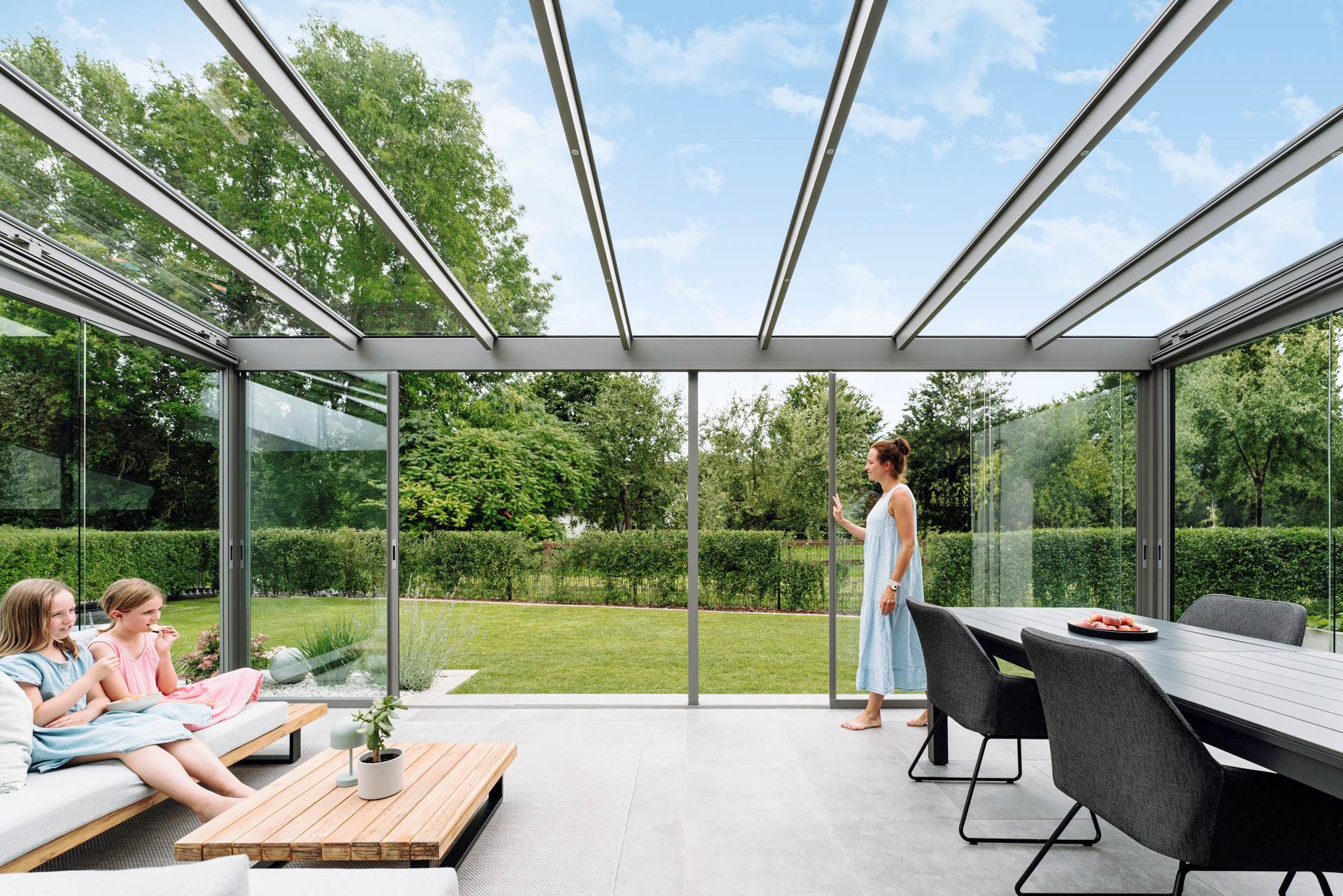 Solarlux üvegterasz Alerio, SL20e oldalfallal