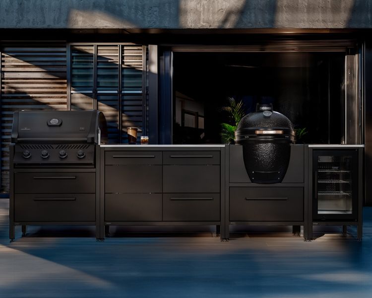 Burnout BBQ antracit színű kültéri konyha